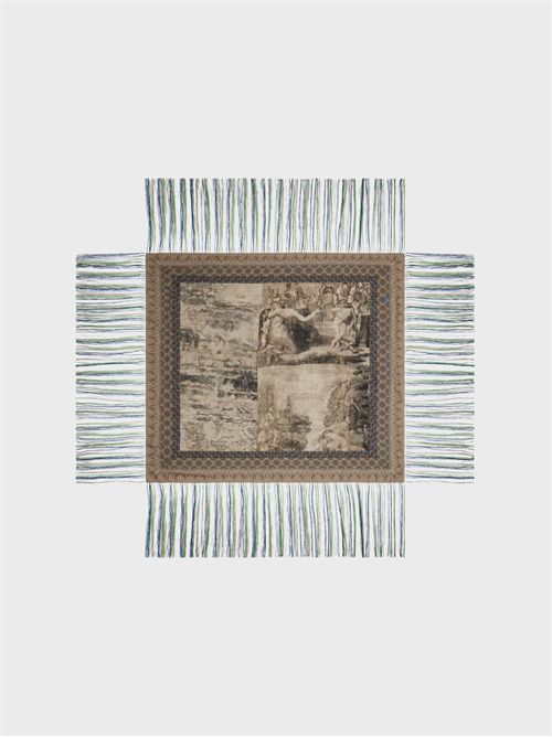 Silk shawl with vintage scenes and geometric motifs PIERRE-LOUIS MASCIA | 135X135IN517560